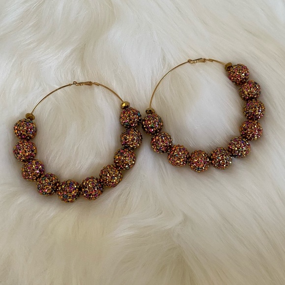 Shambala Oversize Beaded Hoops Copper earrings - Picture 3 of 5